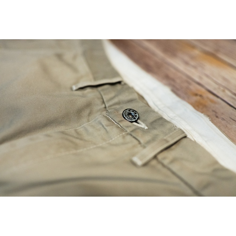 Momotaro Jeans Mens Khaki Chino Trousers Made in Okayama Japan GTB Stripes Tan - Picture 9 of 16